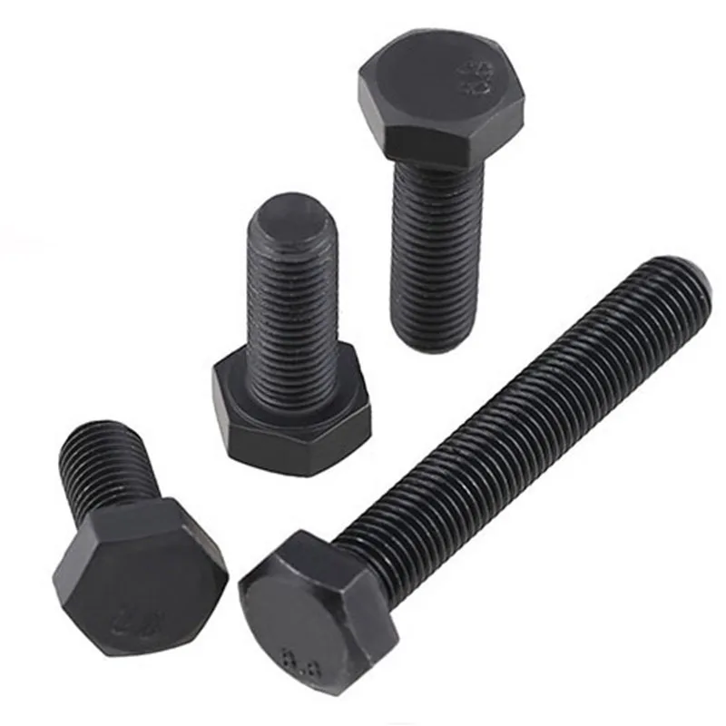 M12 x 1.5   ( 12mm ) Fine Pitch Hex Cap Bolts / Screws, 8.8 Alloy Steel Thread Metric Tap DIN 933 ISO 4017