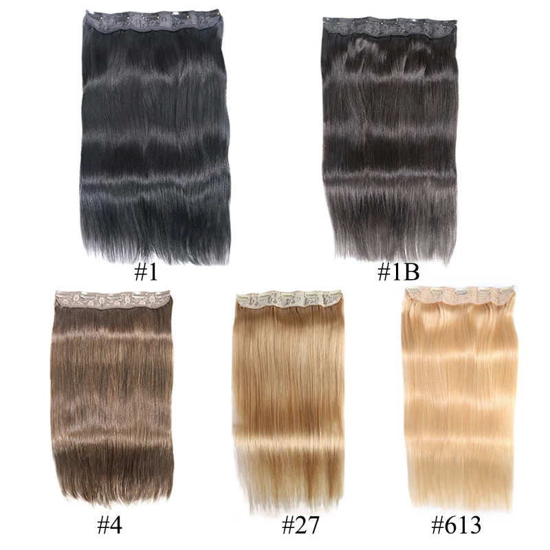 Straight Clip In Human Hair Extensions #1#1B #4 #8 #613 #27 #32 Remy Hair 5 Clips in 1 piece Human Hair