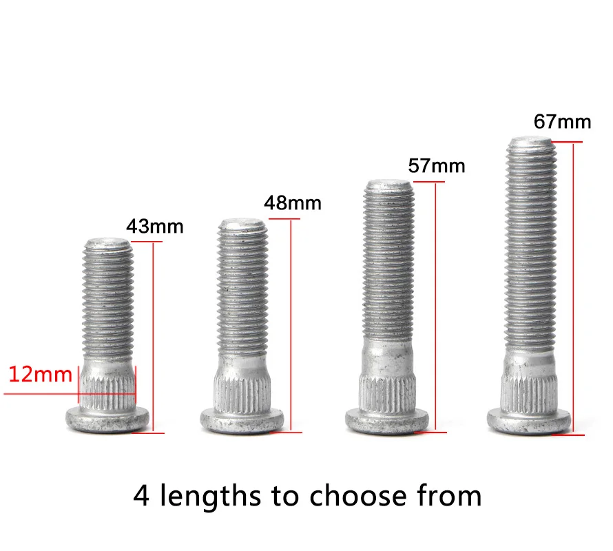 10/20pcs Spline diamet 12mm-M12x1.5/M12x1.25 Car Wheels Lug Bolts Wheel Lug Lengthen screw For Honda  Accord Suzuki, Swift Jimny