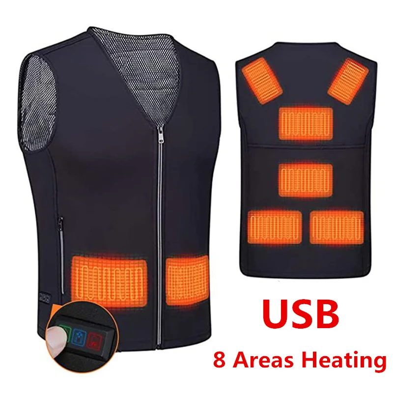 

Smart 3-speed Adjustable Temperature Heated Vest for Men Women Winter Warm Self-heating Vest USB Electric Heating Jacket