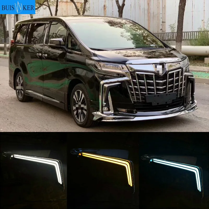 

2pcs For Toyota Alphard 2018 2019 Daytime Running Lights Daylight Fog Lamp LED DRL with Turn Signal Functions