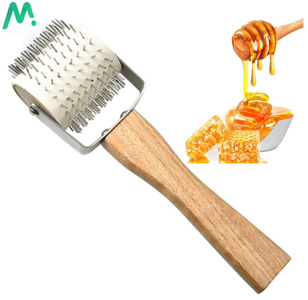 1 PC Stainless Steel Needle Roller Propolis Glue Collector Beekeeping Tools Beehive Sand Cover Propolis Wooden Handle Power Cord