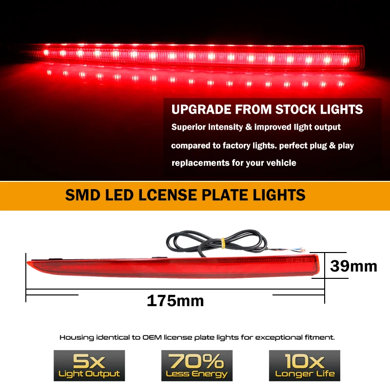 Canbus Full LED Rear Bumper Reflectors Lights For 2013-2020 Lincoln MKZ Tail/Brake, Rear Fog Light, Sequential Turn Signal Light