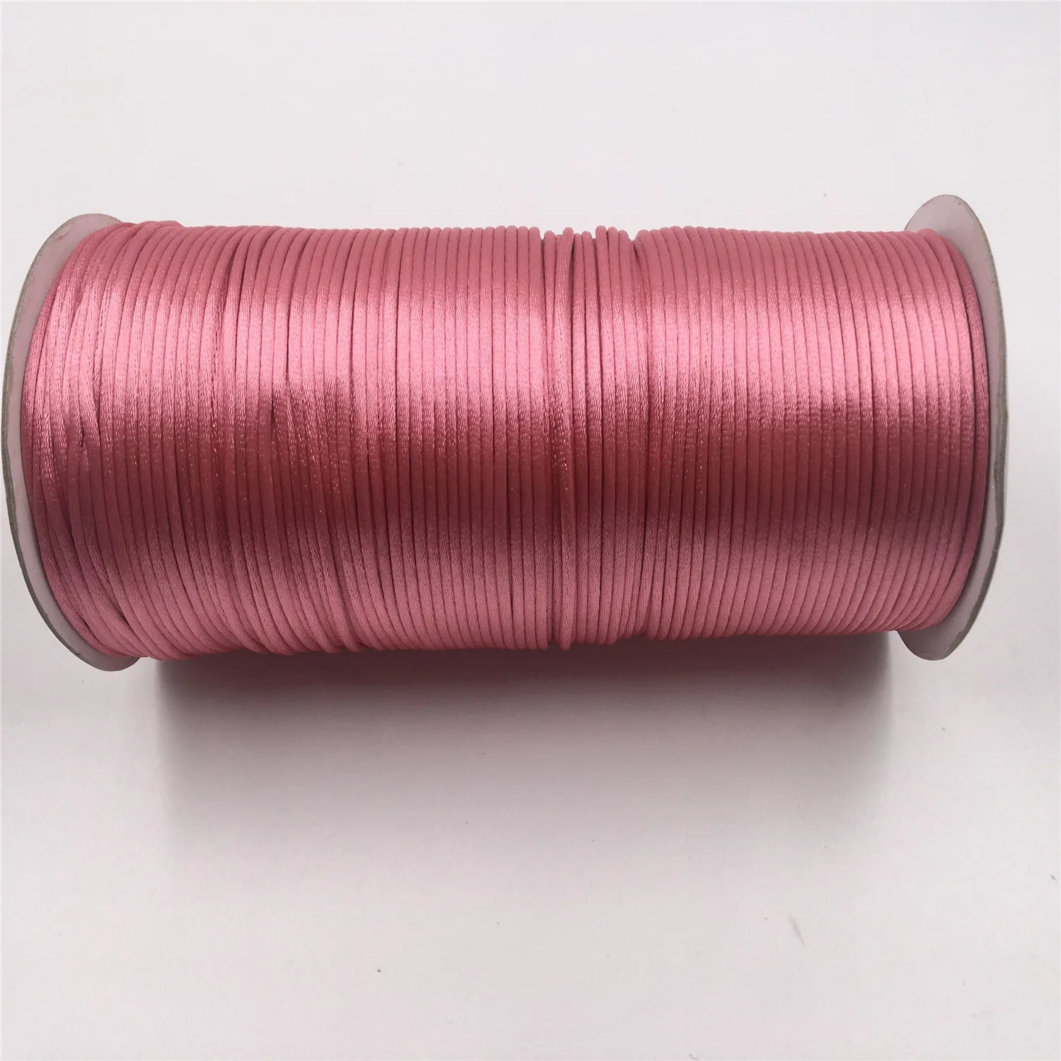 2mm Rose Rattail satynowy sznurek nici chiński węzeł Macrame bransoletka sznurek pleciony DIY frędzle koraliki na nitkach 20 metrów lot