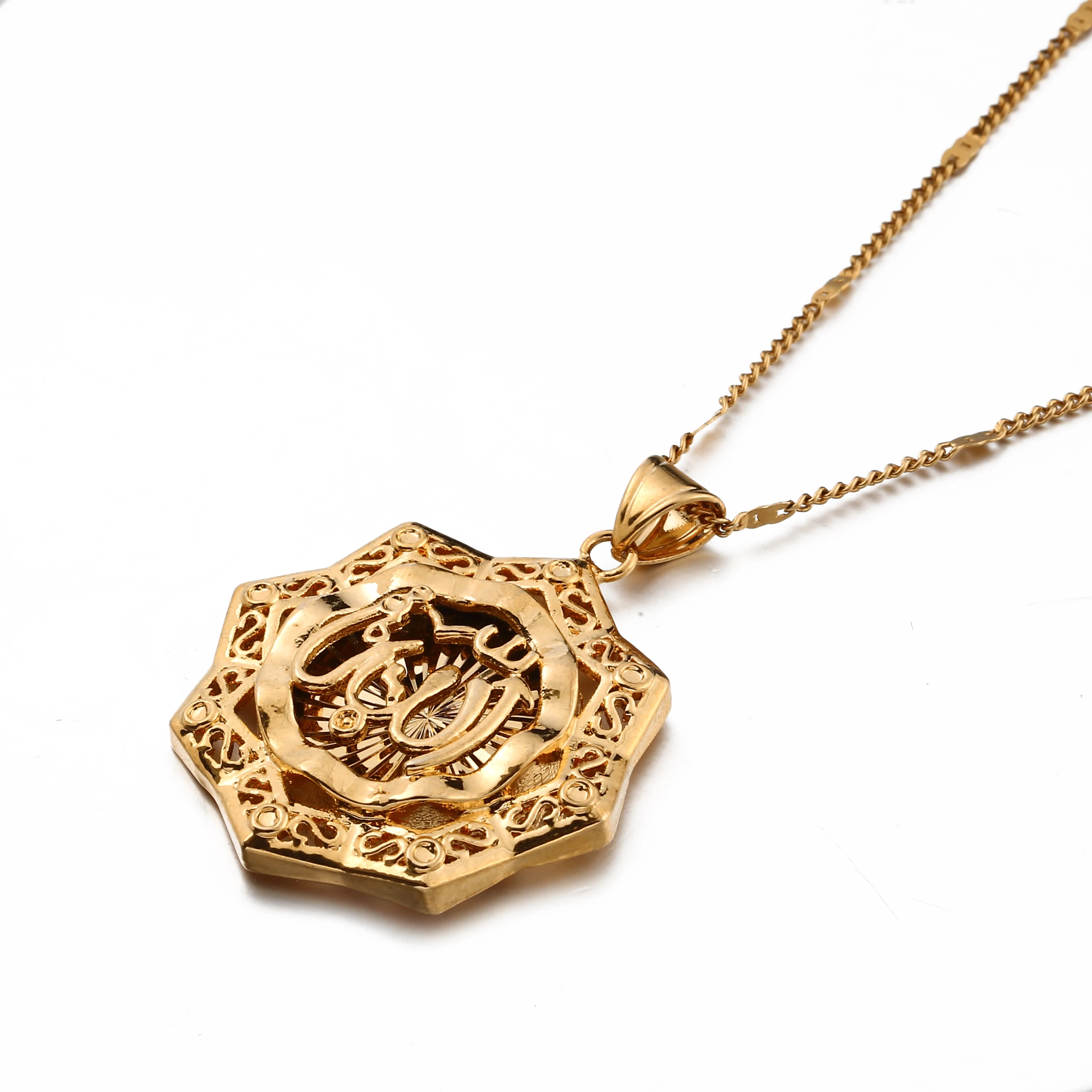 Trendy Islam Allah Pendant Arabic Gold Color Necklace Classic Muslim Jewelry
