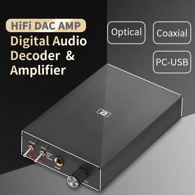 HiFi Digital Audio Decoder USB DAC Headphone Amplifier 24Bit 96KHz Input USB/Coaxial/Optical Output RCA Amp12V BL580