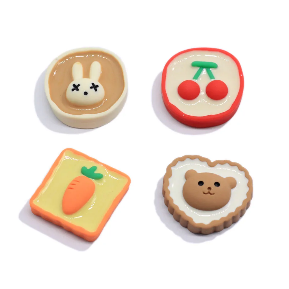 Resin Cartoon Sweet Bread Cherry Dollhouse Food Flatback Resin Cabochons Tableware Decoration Toys Ornaments For Dollhouse Decor