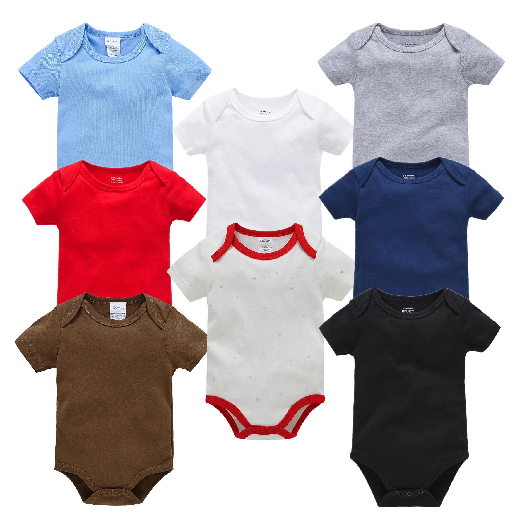 Honeyzone 8Pcs/set Baby Bodysuits Short Sleeve Baby Clothes Unisex Solid Color Body Bebe Recien Summer Infant Jumpsuit 0-12Month