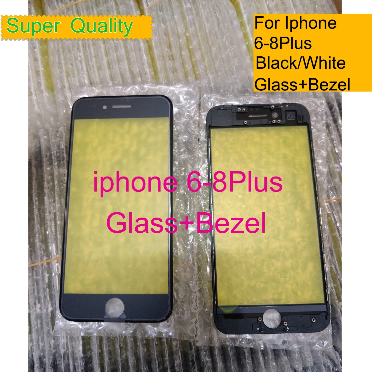 

10Pcs/Lot For iphone 8 Plus Touch Screen Panel Front Outer LCD Glass With Bezel Frame For iphone 6 7 8 Glass 2 in 1