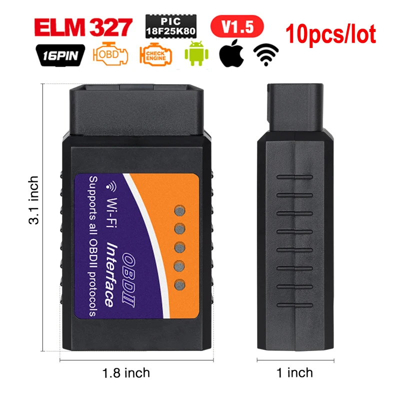 

10pcs/lot ELM 327 Diagnostic Bluetooth Obd2 Scanner Elm327 USB Obd Cable Pic18f25k80 Wifi Elm327 Obd ii V1.5 Car Code Reader