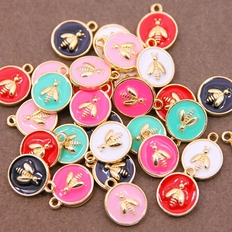 10Pcs 12*15mm Alloy Cute Enamel Charms Animal bee Charms For Jewelry Making Charms Pendant For DIY Earring Jewelry Ornament