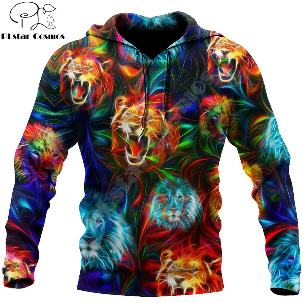 Magic Multicolor Lion 3D All Over Printed Autumn Men Hoodie Unisex Casual Zipper Pullover Streetwear sudadera hombre DW0452