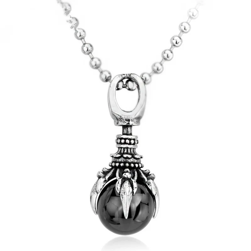 Fashion Vintage Steel Warrior Dragon Claw Crystal Magic Pestle High Quality Metal Pendant Necklace for Men for Women Amulet Gift