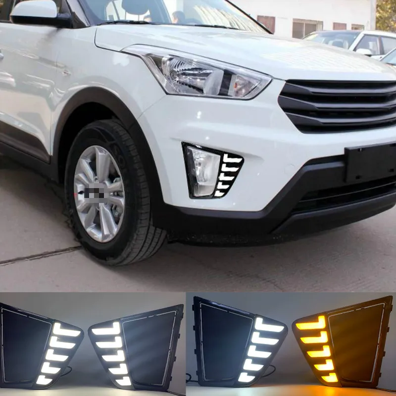 LED DRL Daytime Running Lights LED Day Lights for Car Special Hyundai IX25 Creta 2014 2015 2016 Replace Fog Lamp Cover Holes