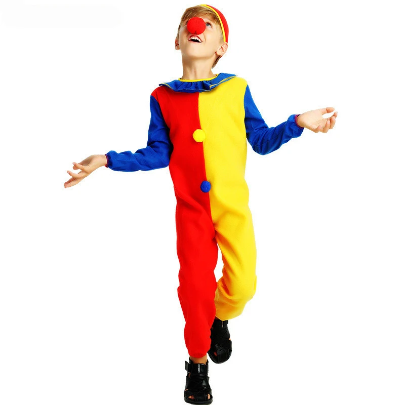 Umorden Naughty Joker Jester Clown Costume Child Kids Boys Girls Fantasia Party Carnival Purim Halloween Costumes Cosplay