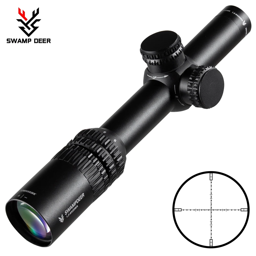 SWAMP DEER 1.2-6X20 Scope Tactical Optic Cross Sight Riflescope Hunting Rifle Scope Sniper Airsoft Air Guns