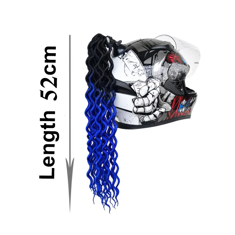 Motorcycle Helmet Braids Woman Wig Curly Dirty Braid Motorbike Helmet Decoration Sticker Ponytail With Sucker Cosplay Styling