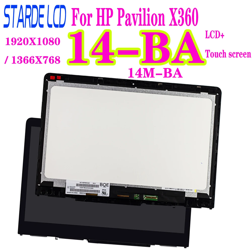 14.0'' For HP Pavilion X360 14-BA 14M-BA Series LCD Display Touch Screen Digitizer Assembly B140XTN02.E N140HCE-EBA Replacement