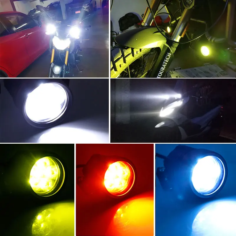 1set Motorcycle spotlights Fog DRL lamp led glare waterproof flashing external  modification auxiliary 12V BMW rogue lights 60W