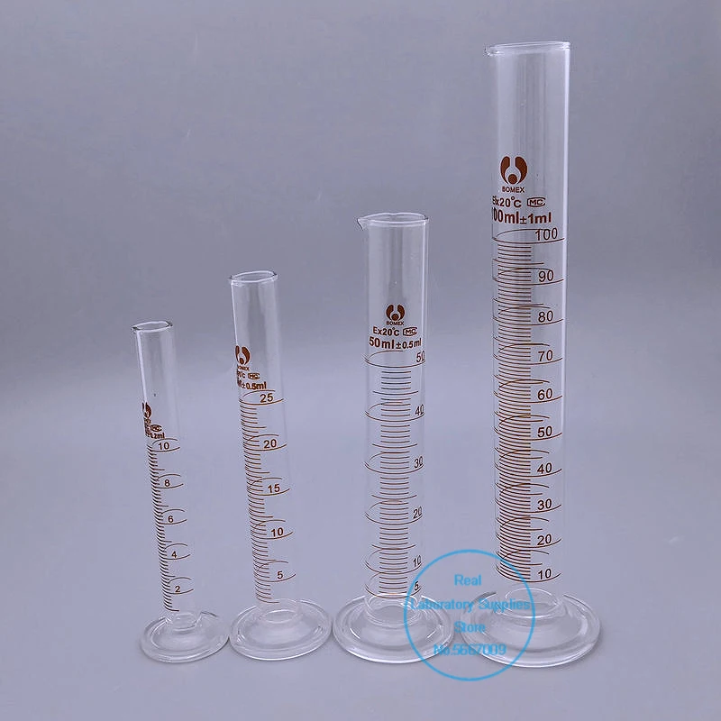 Imagem -02 - Conjunto Pacote 10ml 25ml 50ml 100ml Laboratório de Vidro Dimensionado Cilindro Medição Recipiente Suprimentos de Laboratório 1