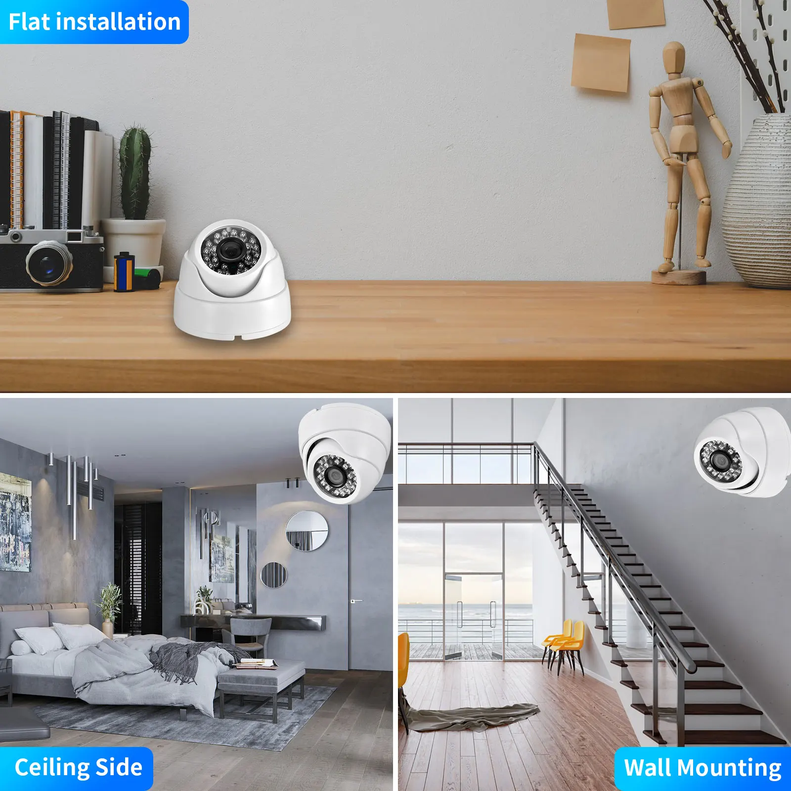 Gadinan 4K 8MP IP Camera Face Detection H.265+ Onvlf Dome Indoor Audio CCTV Wide Angle 2.8mm Security Camera  POE Optional XMEye