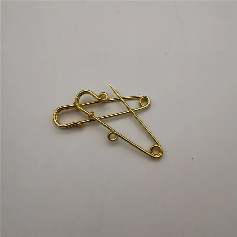 Grande Cor Prata Brooche Pins, Encontrar Jóias DIY, 5cm, 1 Loop, Pins de Segurança, 100Pcs