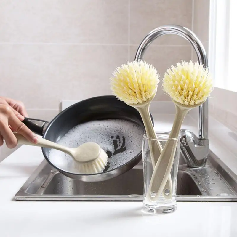 Multifunction Practical cleaning brush Long handle Dish Brush Kitchen Utensil Can be Hung Scrub Brush for Pot Pan Casts Clean