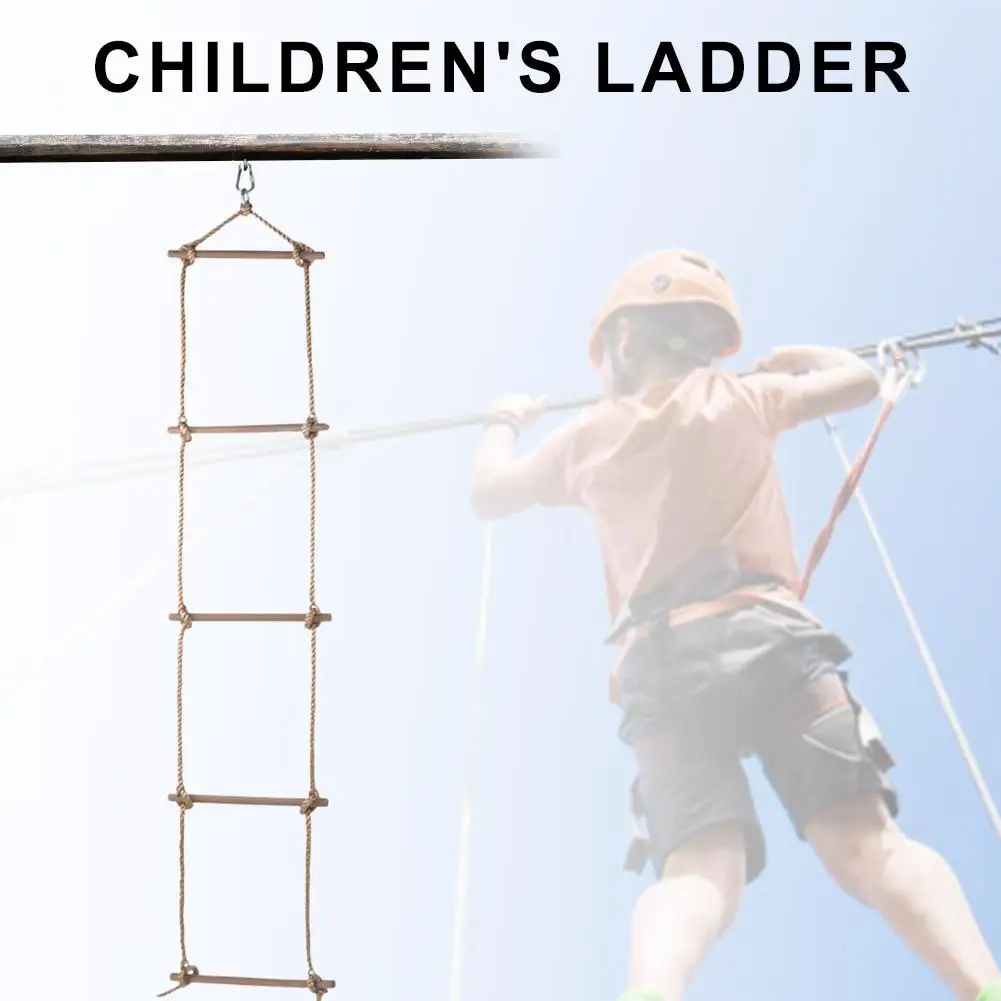 Kids Garden Wooden Rungs 5 Rope Ladder Toy For Children Climbing Toy Kid Sport Rope Swing Safety Outdoor Fitness Equipment Rungs