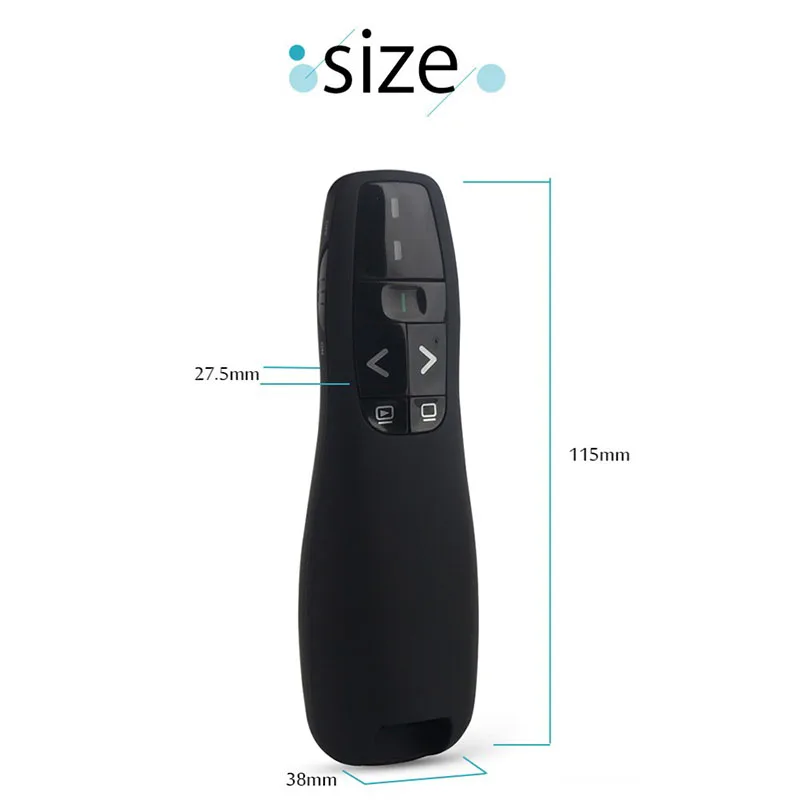 5mw GREEN R400 Wireless Presenter Pointer Case Remote Control Receiver with 532NM  Pen For office PEN LASER pointer