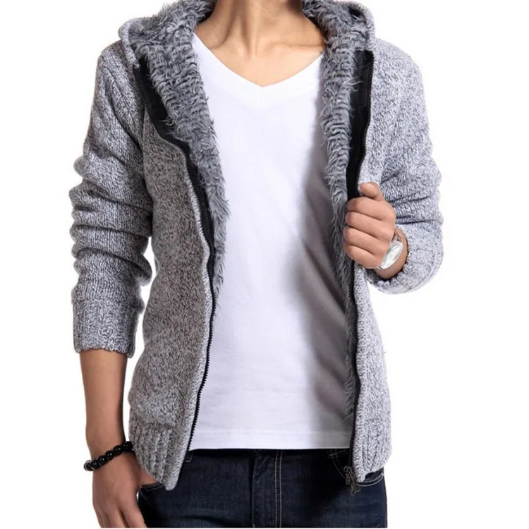 Warm Knitwear Jacket Fashion Man Knitting Men's Warm Sweaters Cardigan Outwear Winter Winter Thick Hooded