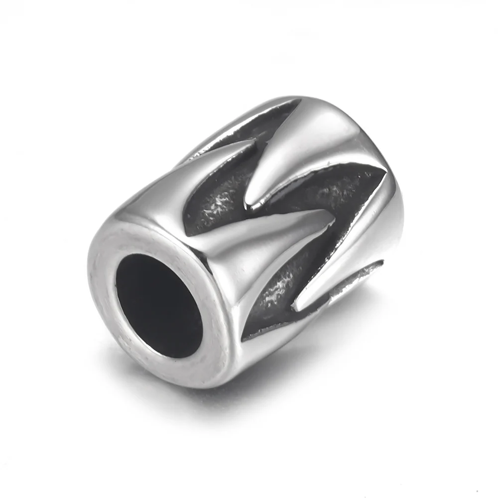 Stainless Steel Cylinder Bead Indented Polished 5mm Large Hole Metal Beads Bracelet Charms DIY Jewelry Making Accessories