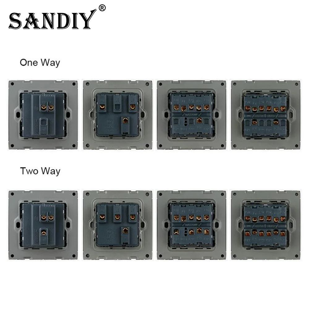 Switch Light Wall Power Switch Socket Embedded Type 86 Glass Panel 1/2/3/4 Gang 1/2 Way Control Switches On Lights Off Lamps