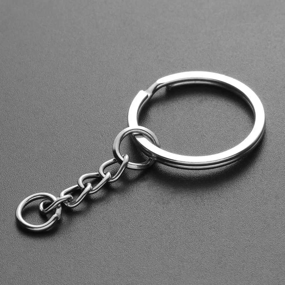 10pcs 25mm DIY Key Chains Polished Silver Color Keyring Keychain Short Chain Split Ring Key Rings Accessories Key Fob Key Hanger