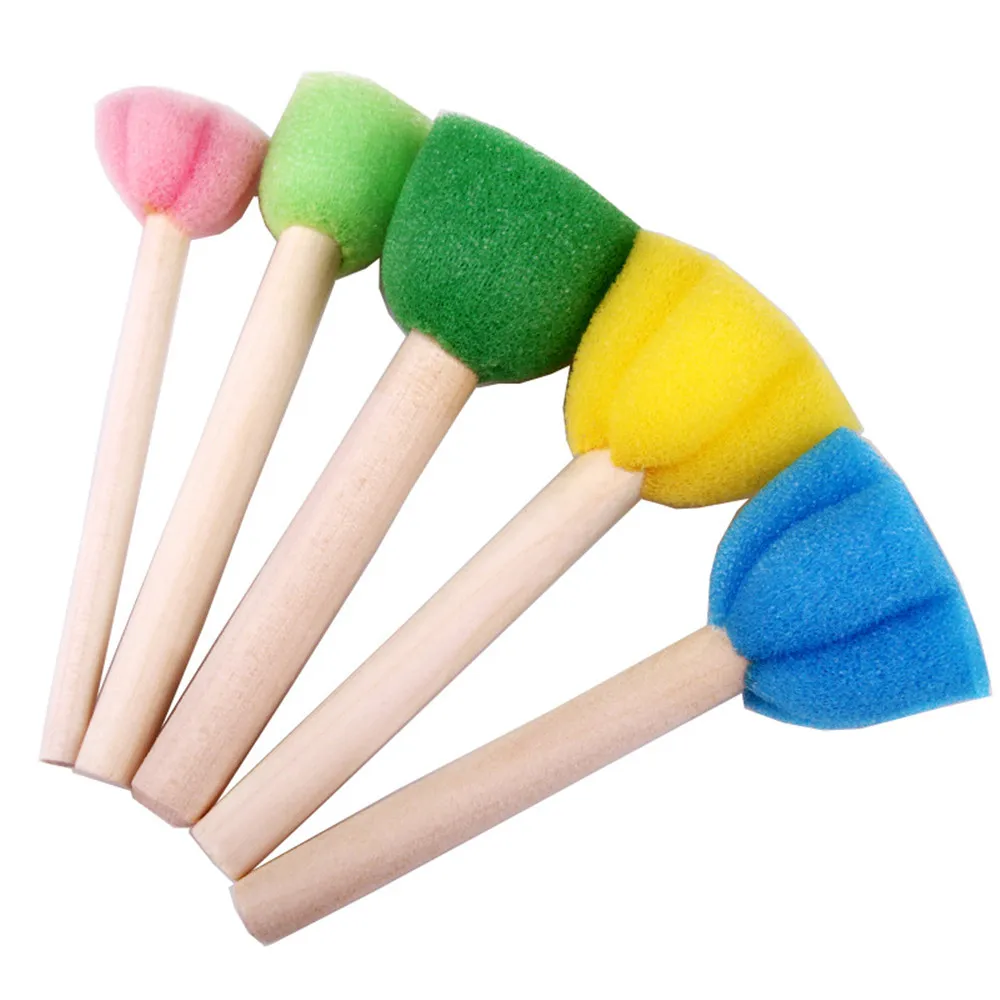 5pcs Paint Educational Art and Craft Creativity Boys GirlsToddler Sponge Stamp Brush Kits Flower Drawing Toys for Children J0496