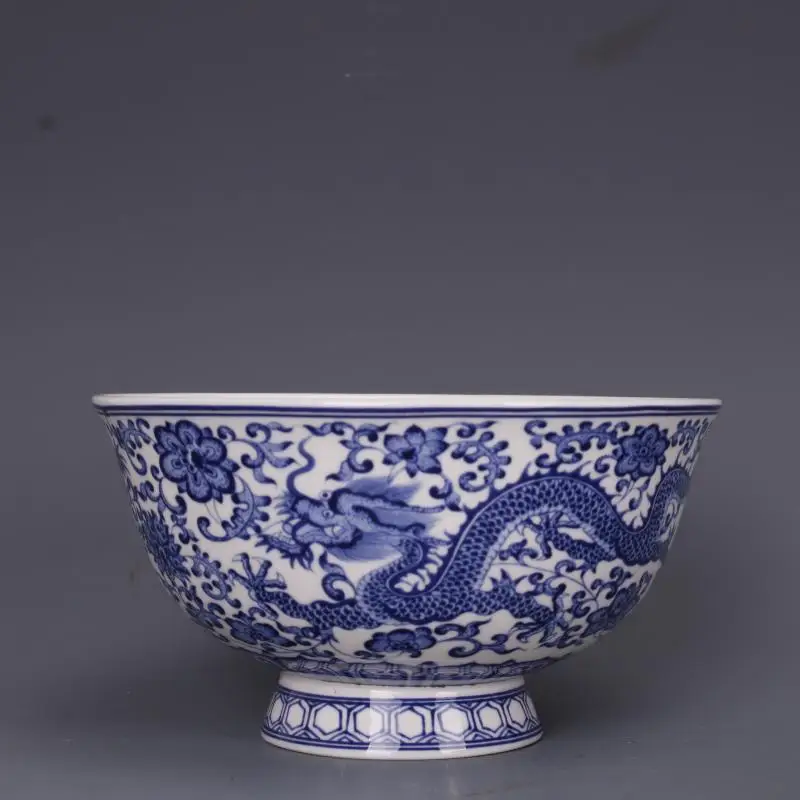 Chinese Blue and White Porcelain Dragon Design Bowl 5.2 inch