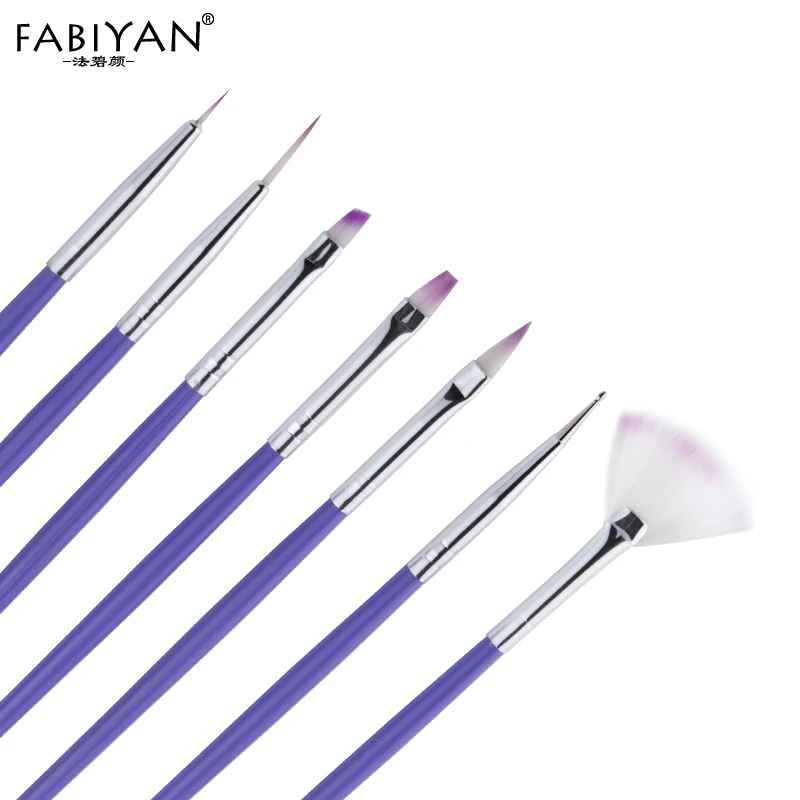 7PCS/Set Nail Art Polish Gel UV Tips Brush Dotting Painting Drawing Pen Fan Sector Line Builder Decoration Manicure Makeup Tools