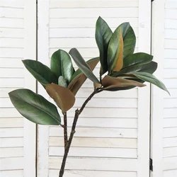 82cm 2 Heads Large Artificial Magnolia Tree Tropical Fake Plants Tall Tree Branch Plastic Green Banyan Leaves For Home Office