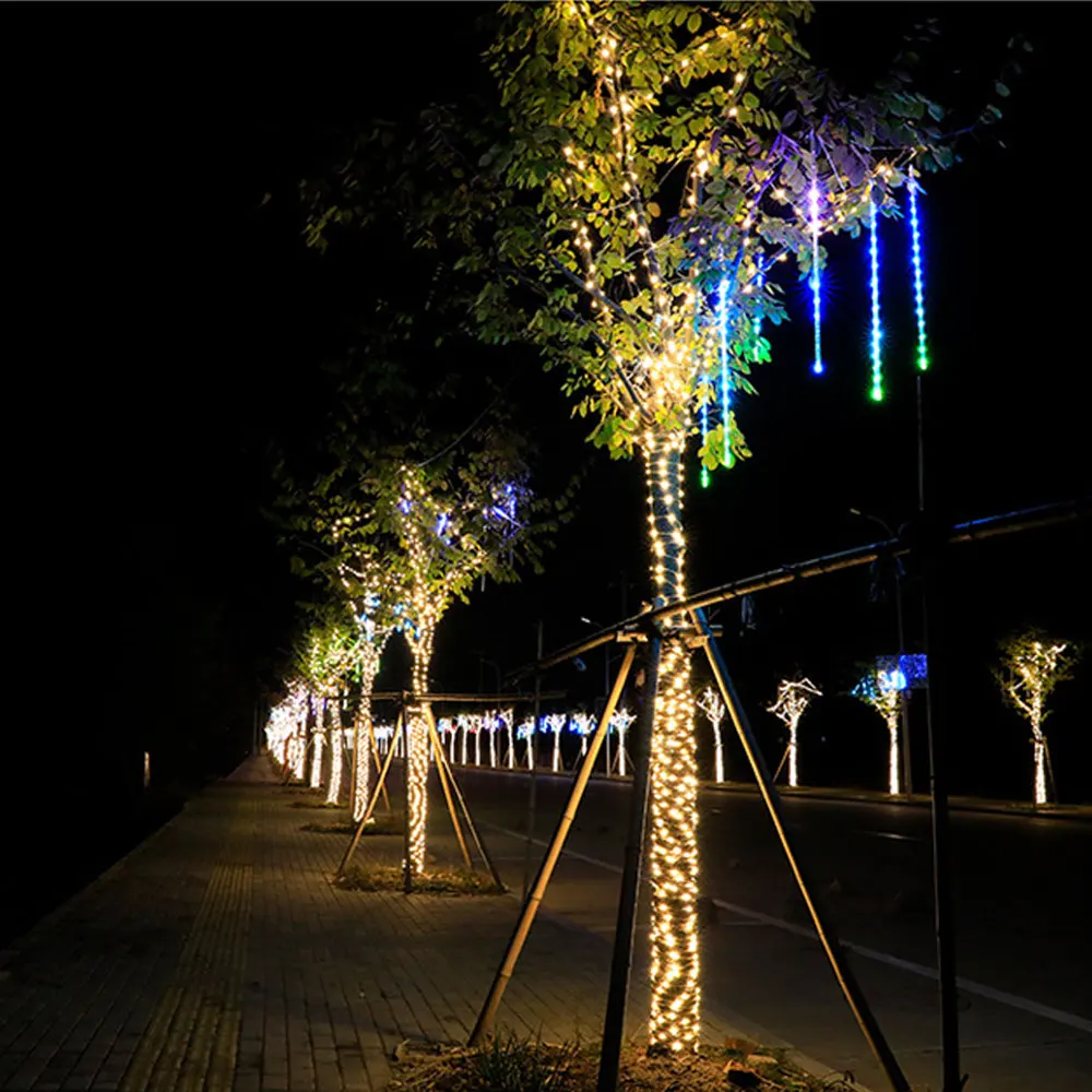 Christmas Tree Street Garland Decorations Light Outdoor Waterproof Fairy String Lights Xmas New Year Wedding Holiday Home Decor