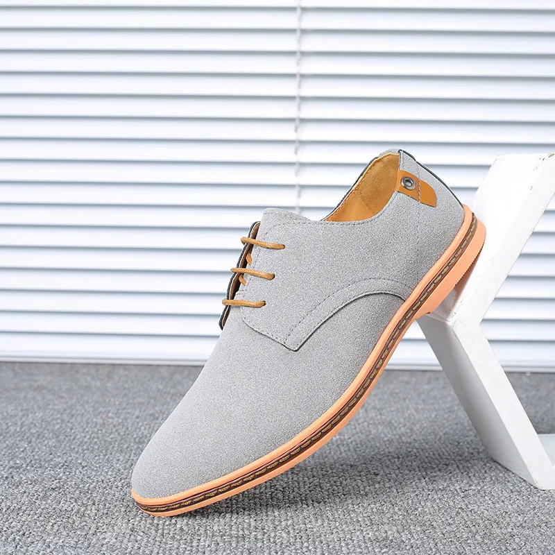 2022 Spring Suede Leather Men Shoes Oxford Casual Shoes Classic Sneakers Comfortable Footwear Dress Shoes Large Size Flats