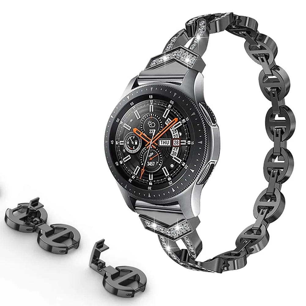 22MM 20MM Metal diamond strap for Samsung watch FE 7 6 5 4/Huawei GT5-4-3-2 for Amazfit Active 2 Bip 6 5 Quick Release Watchband