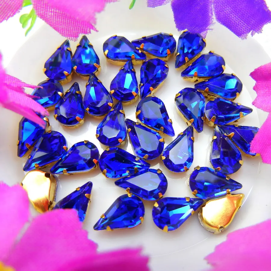 Glaskristall Goldklauen 3*6mm 6*10mm 8*13mm Fantasiefarben Schlanke Wassertropfen Birnenform Aufnähbare Strass-Perlen Handarbeit DIY – Detail 17