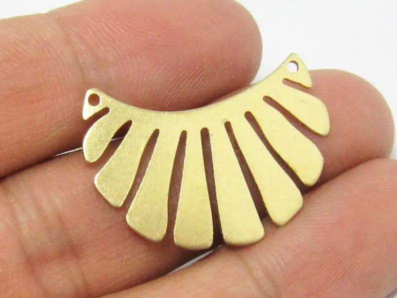 

6pcs Brass Fringe Charm, Necklace Pendant, Link Chain Connector, 30x22x0.8mm, Sun shaped, Brass findings, Jewelry making - R725