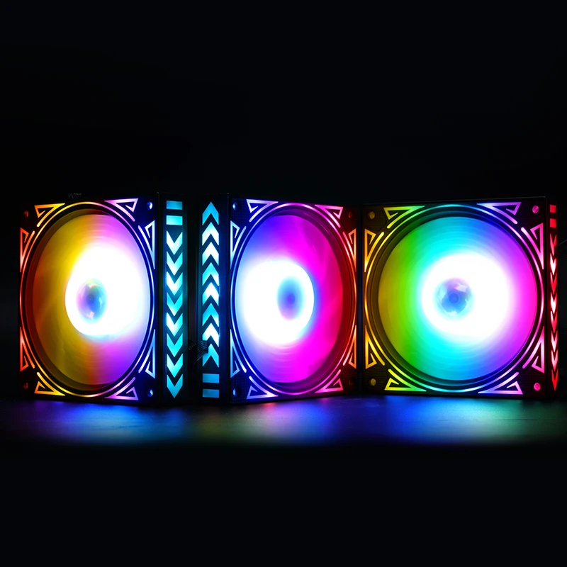 

8 in 1 PC fan 12cm RGB Adjust LED Fan Speed quiet colorful led computer case For watercooling Water Block chassis Fan