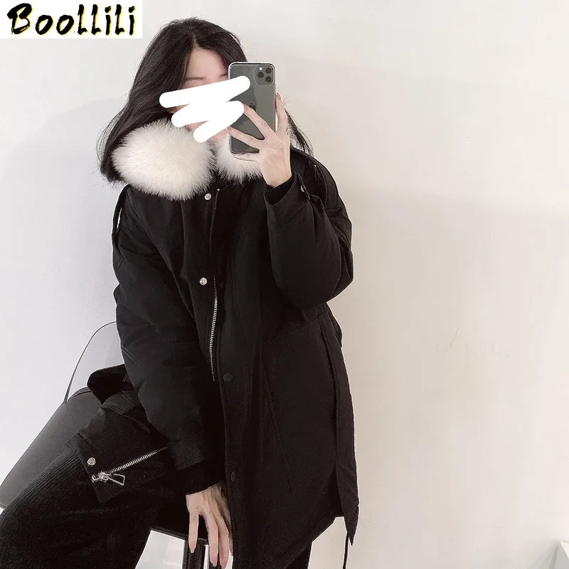 

Down Boollili Duck Jacket Women Clothes 2023 Winter Coat Women Korean Fox Fur Collar Hooded Puffer Jacket Women Warm Parka