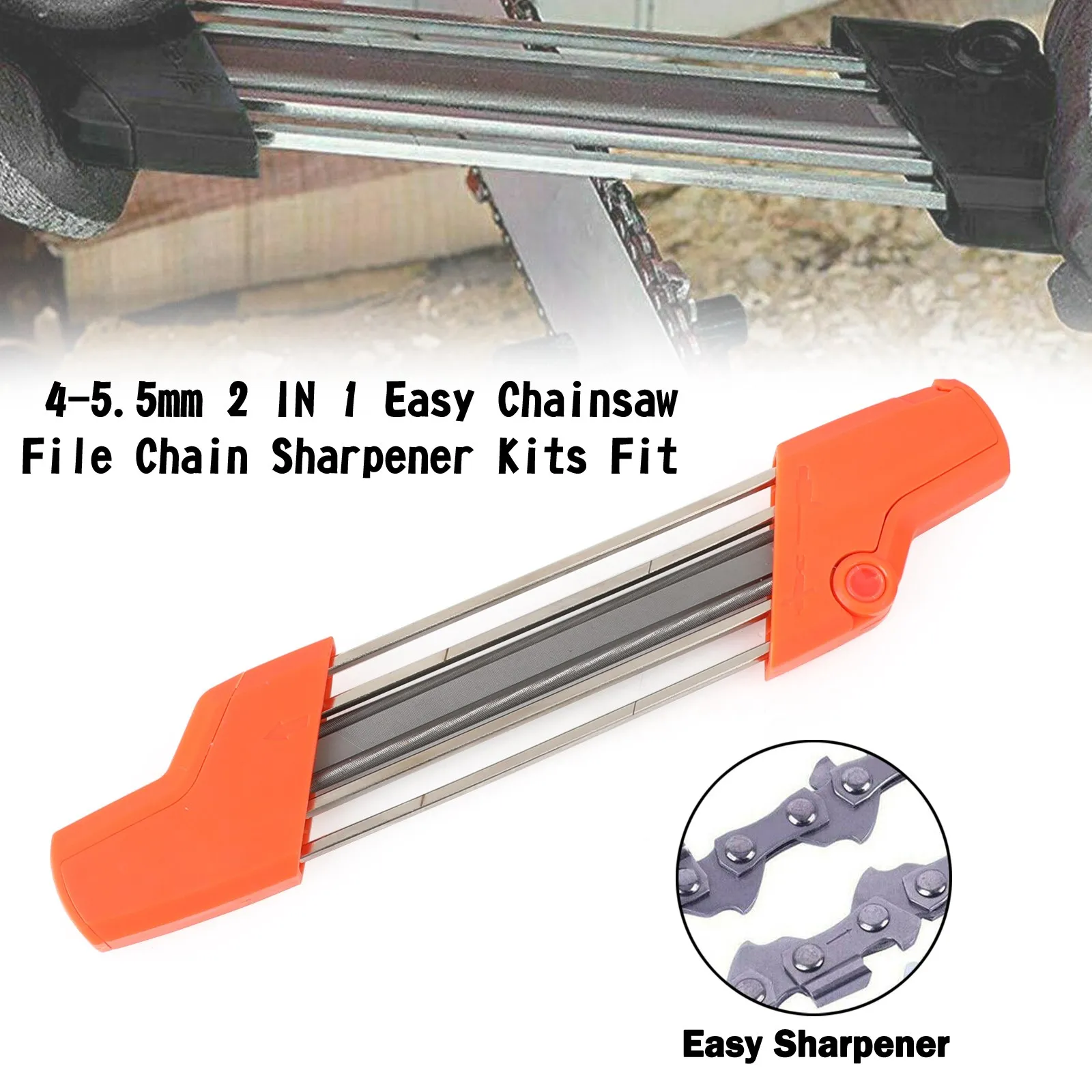 Areyourshop For STIHL 56057504303 4mm 4.8mm 5.2mm 5.5mm 2 IN 1 Easy Chainsaw File Chain Sharpener Kit Fit for Stihl