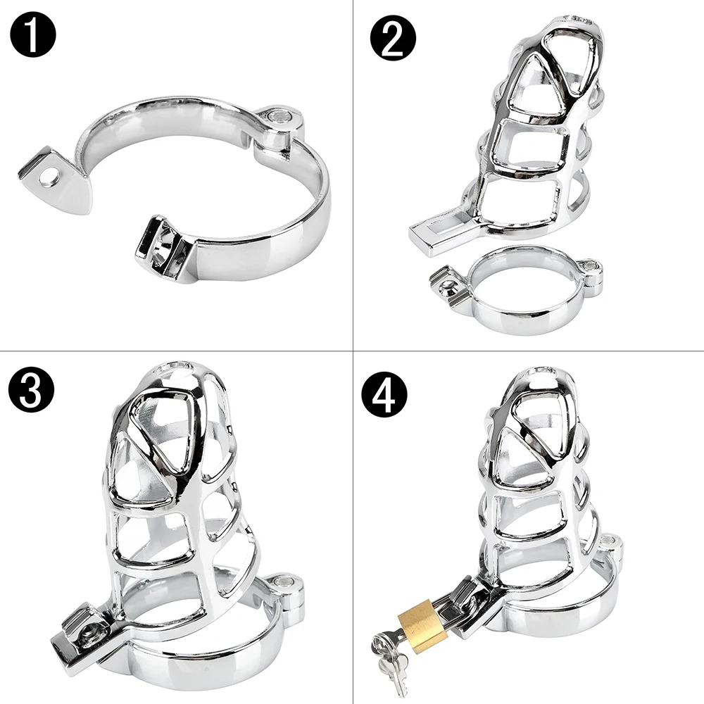 Metal Chastity Cage 40/45/50mm Lockable Penis Ring Cock Cages Lock Sleeve Male Chastity Belt Sex Toys for Men Adult Games