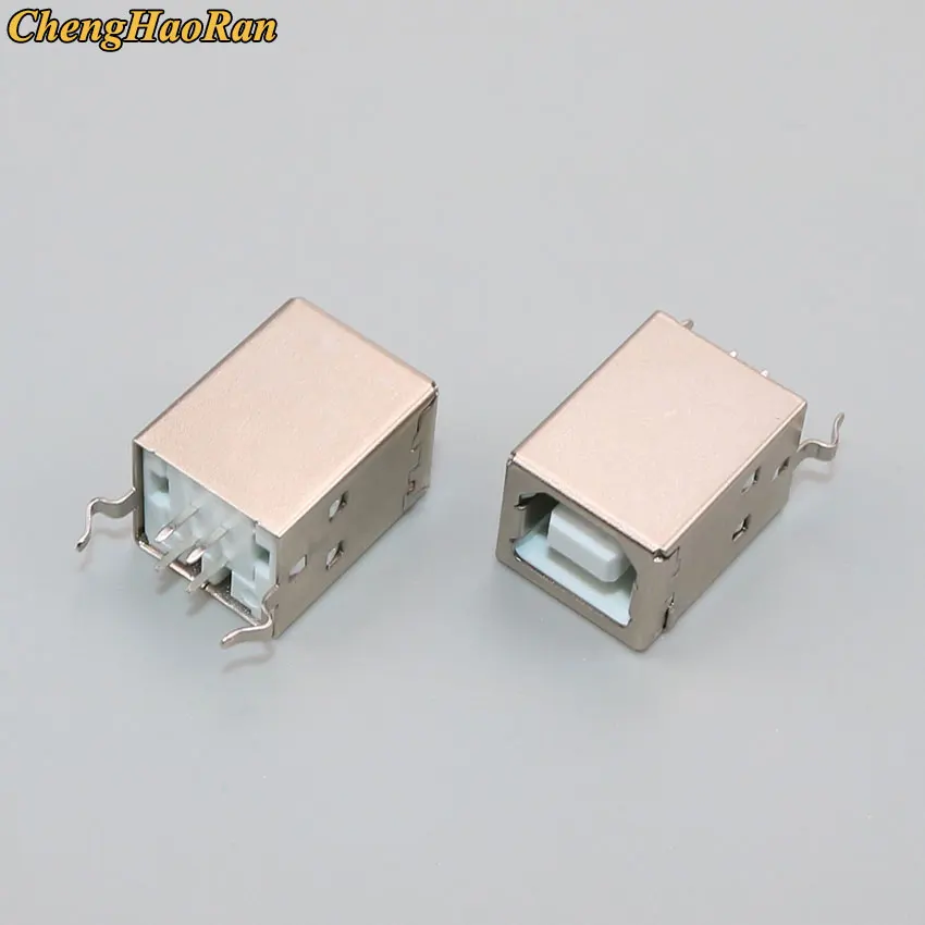 1pcs USB 2.0 Connector Socket Jack Female Type B 90/180 Degree Connector Soldering PCB Connector D Printer Interface White/Black