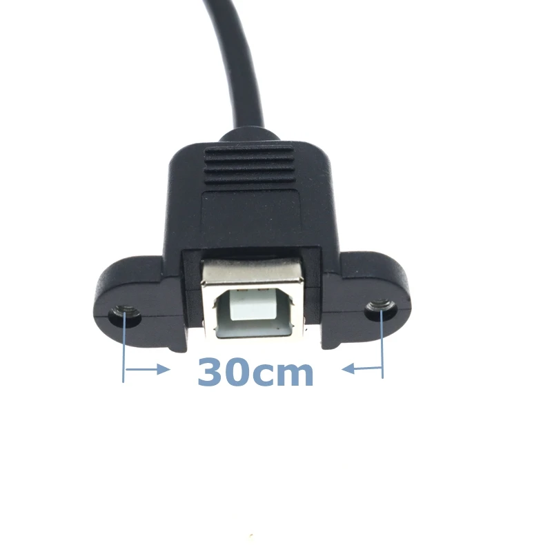 50cm USB 2.0 B Female to Type-C 3.1 Male Cable for Scanner, Printer, Computer Case Panel Installation With Screw Hole Connector