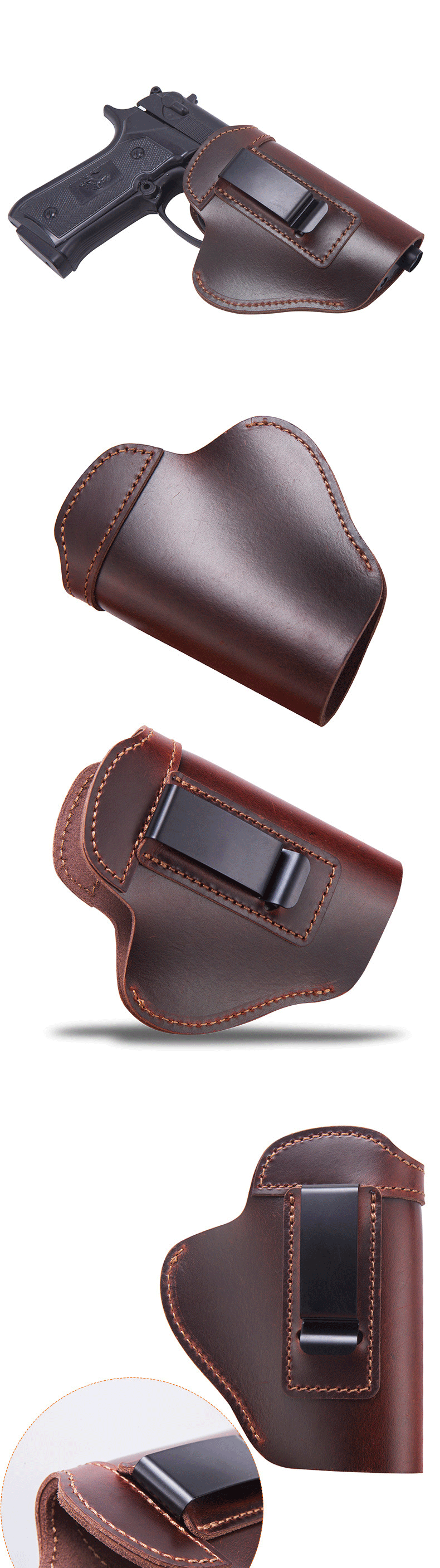 Tactical Left Right Leather Holster for Concealed Carry Airsoft IWB Gun Holsters for 17 19 9mm Hunting Universal Leather Case