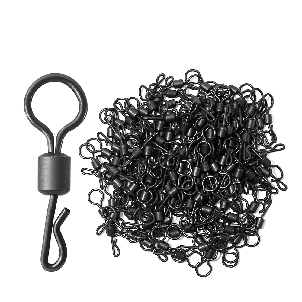 DNDYUJU 30pcs Fishing Rigs Snap Big Eye Carp Fishing Quick Change Swivels Q-Shaped  Matt Black Color Fishing Connector